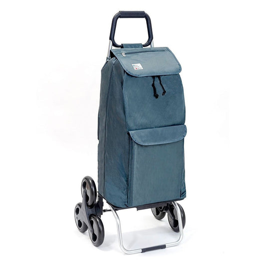 Chariot de courses pliable Carlux - Sac 65L Multipoche imperméable - 2 roues - Design Gris