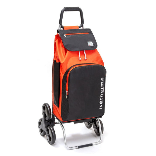 Chariot de courses pliable Buggy - Sac isotherme 65L - 6 roues - Rouge Noir