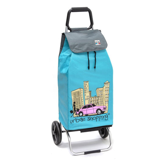 Chariot de courses pliable Buggy - Sac 55L imperméable - 2 roues - Design Turquoise US