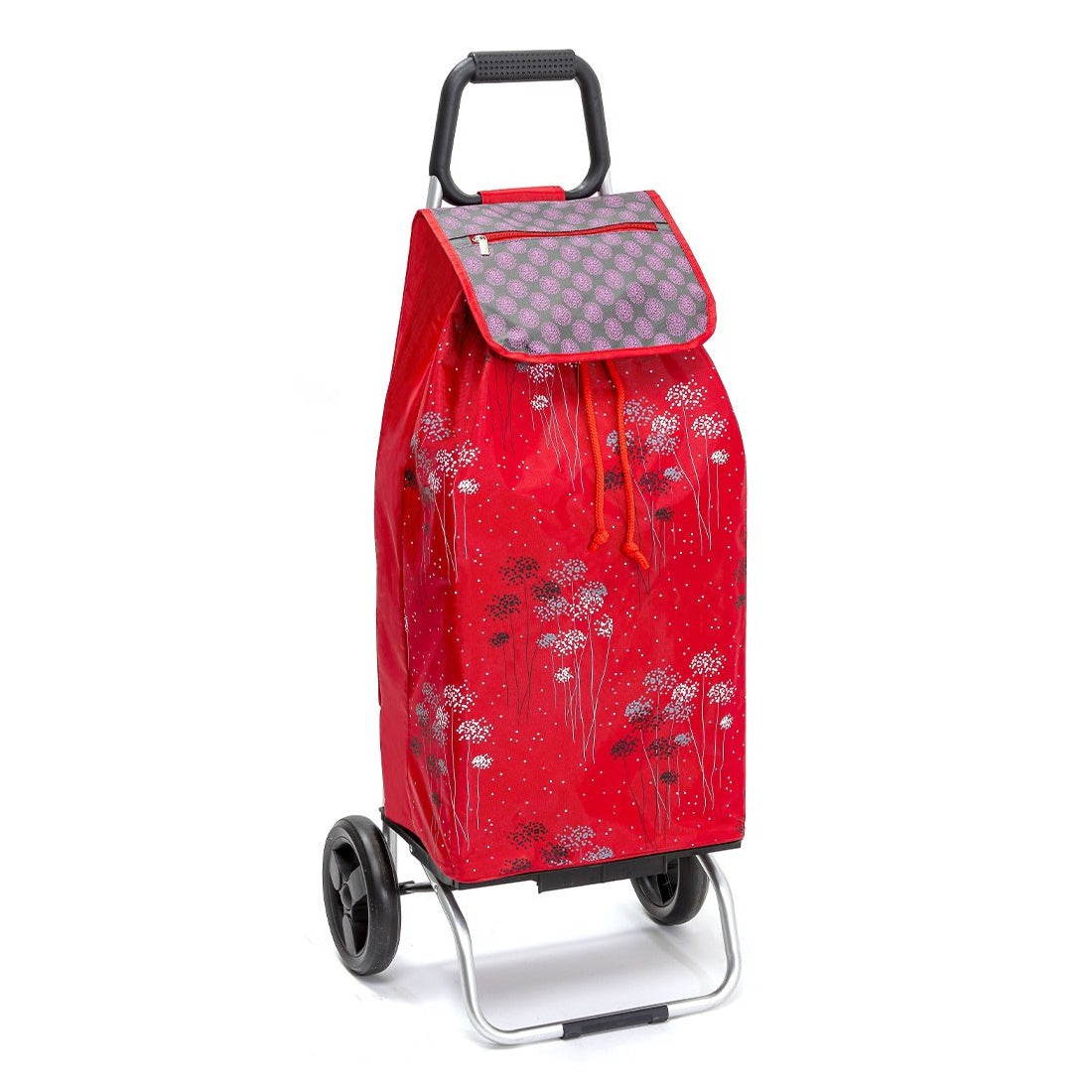 Chariot de courses pliable Carlux - Sac 55L imperméable - 2 roues - Design Artifice Rouge