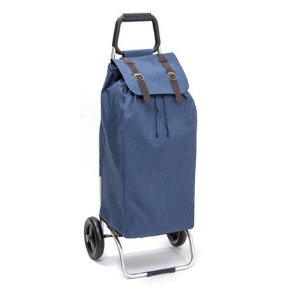Chariot de courses pliable SIDEBAG - Sac 55L imperméable - 2 roues - Design Jean Strap