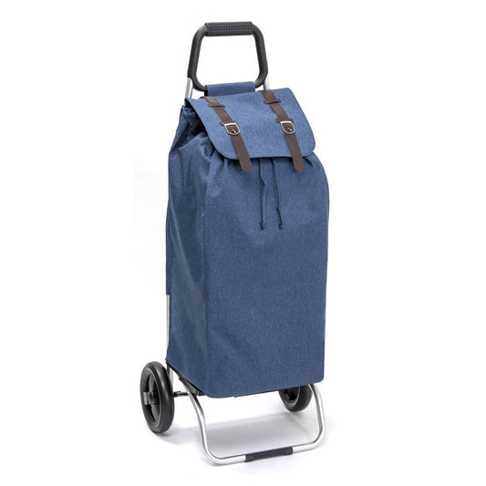 Chariot de courses pliable SIDEBAG - Sac 55L imperméable - 2 roues - Design Jean Strap