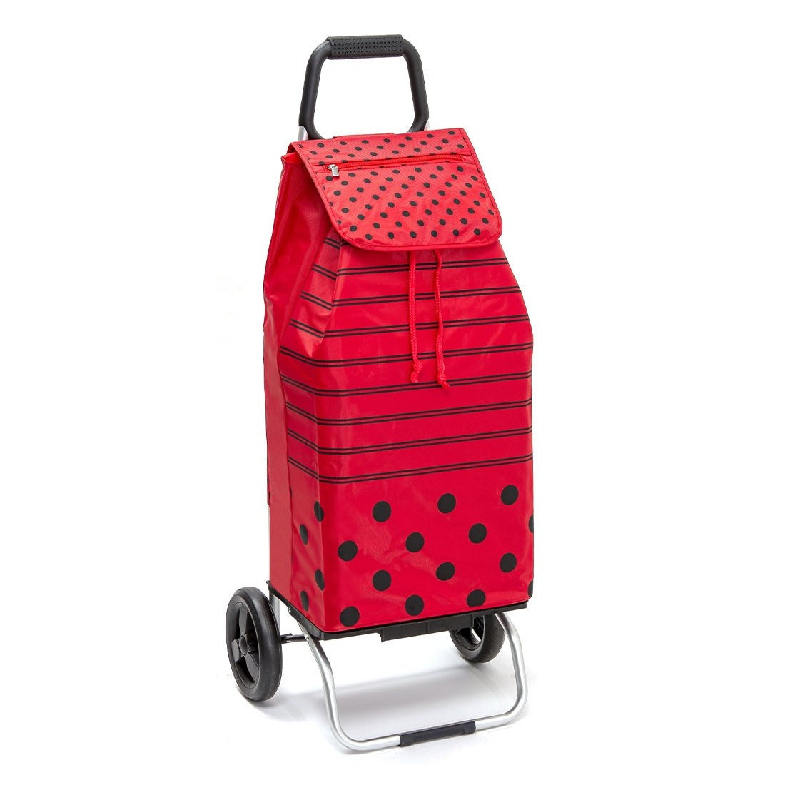 Chariot de courses pliable Carlux - Sac 55L imperméable - 2 roues - Design Pierrot Rouge