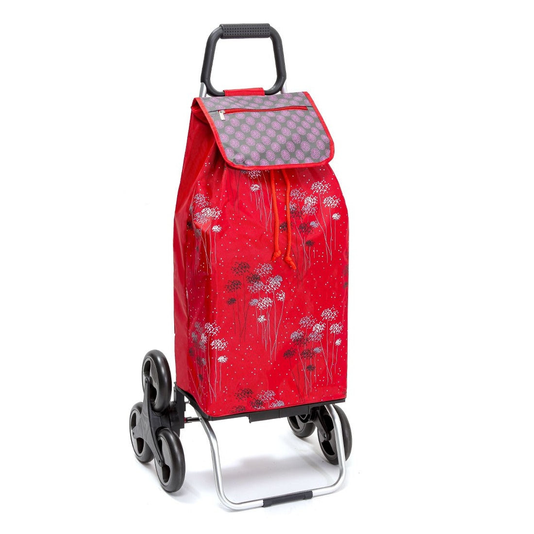 Chariot de courses pliable Carlux - Sac 55L imperméable - 6 roues - Design Artifice Rouge