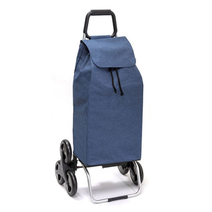 Chariot de courses pliable SIDEBAG - Sac 55L imperméable - 6 roues - Design Bluejean