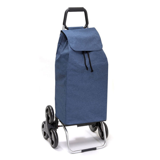 Chariot de courses pliable SIDEBAG - Sac 55L imperméable - 6 roues - Design Bluejean