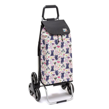 Chariot de courses pliable Carlux - Sac 55L imperméable - 6 roues - Design Chatfloral