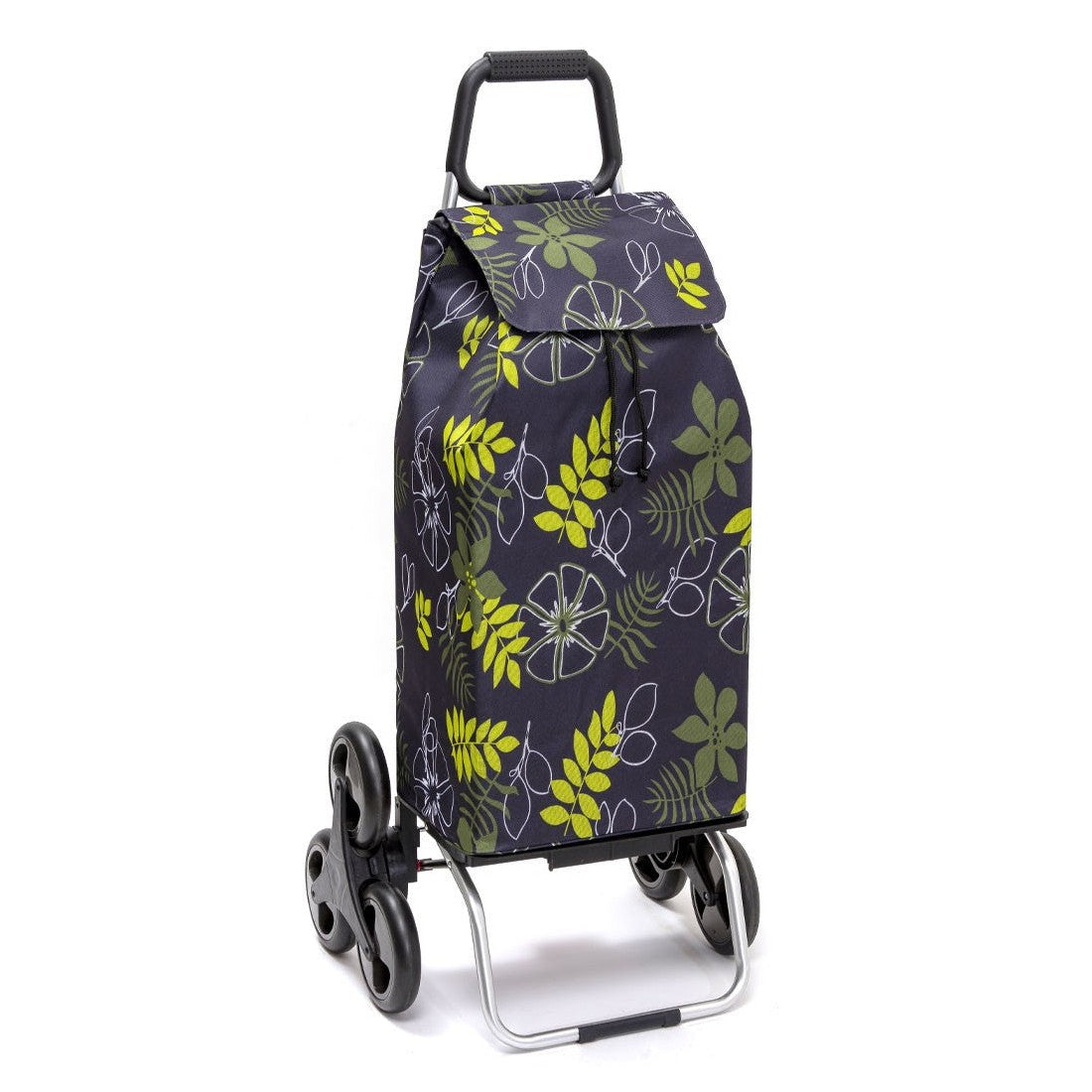 Chariot de courses pliable Carlux - Sac 55L imperméable - 6 roues - Design Feuillage