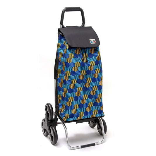 Chariot de courses pliable Carlux - Sac 55L imperméable - 6 roues - Design Hexablue