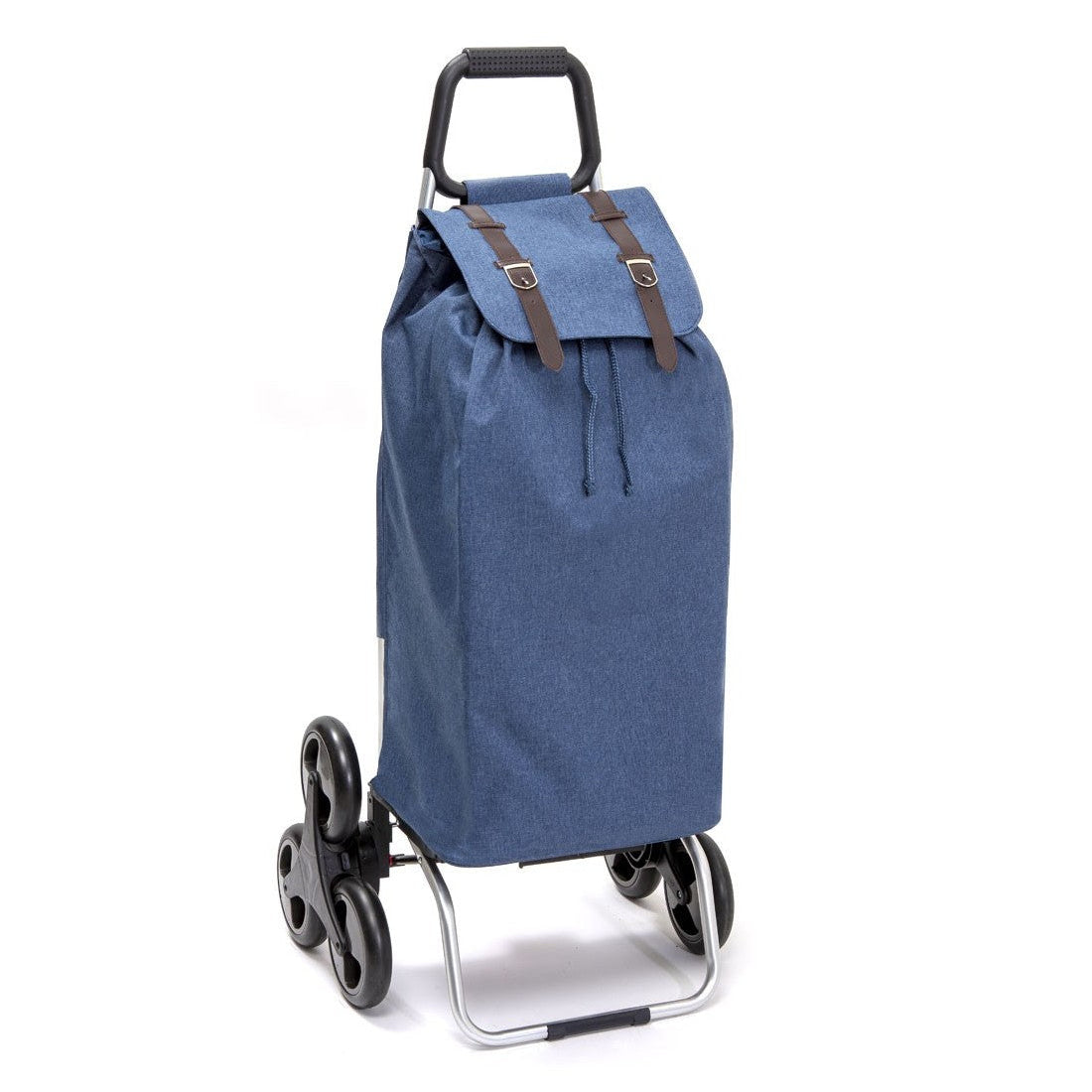 Chariot de courses pliable SIDEBAG - Sac 55L imperméable - 6 roues - Design Jean Strap