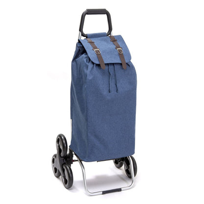 Chariot de courses pliable SIDEBAG - Sac 55L imperméable - 6 roues - Design Jean Strap