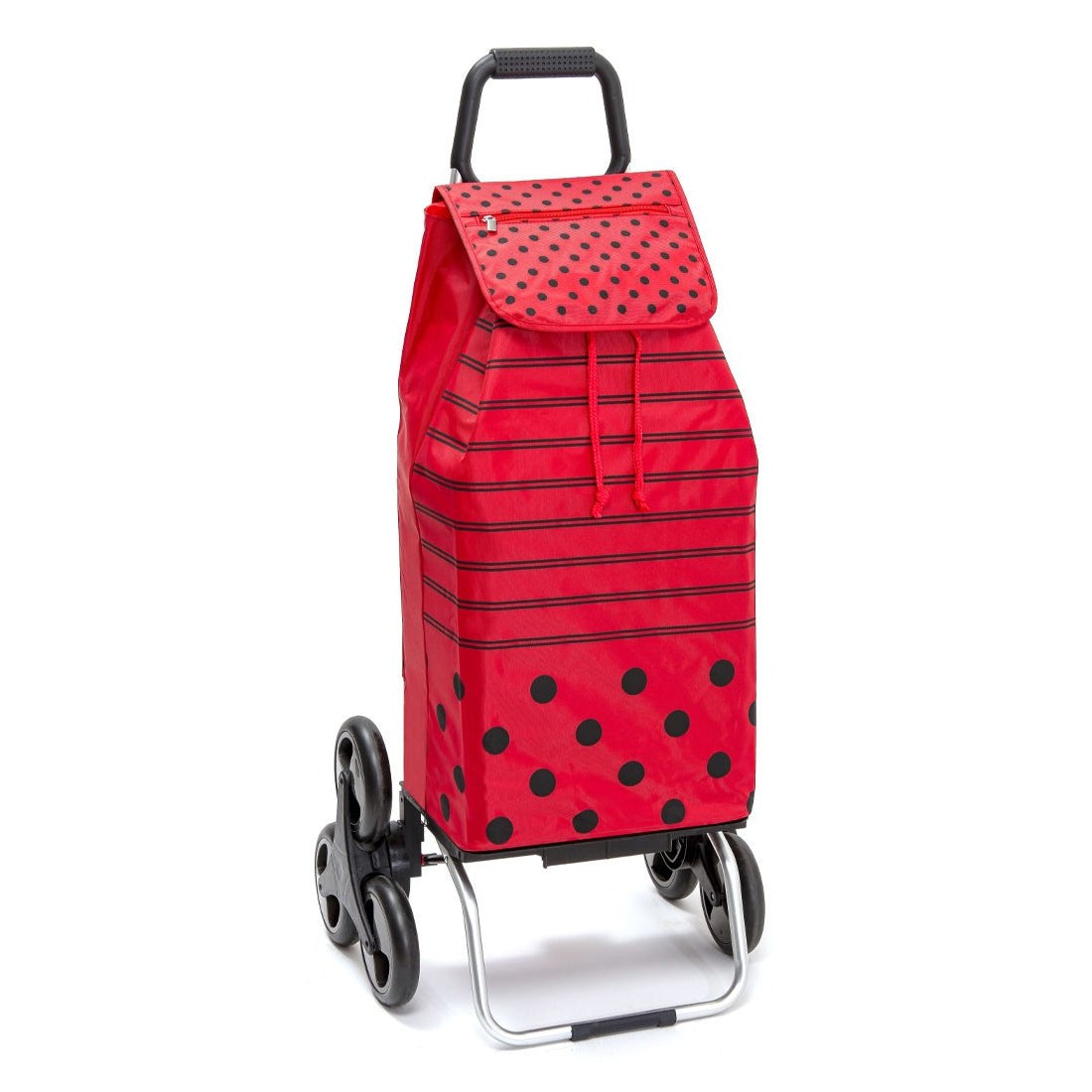 Chariot de courses pliable Carlux - Sac 55L imperméable - 6 roues - Design Pierrot Rouge