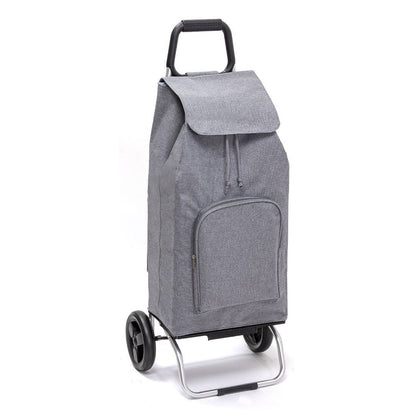  Chariot de courses pliable SIDEBAG - Sac 65L Multipoche imperméable - 2 roues - Design Chiné Gris