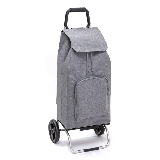  Chariot de courses pliable SIDEBAG - Sac 65L Multipoche imperméable - 2 roues - Design Chiné Gris