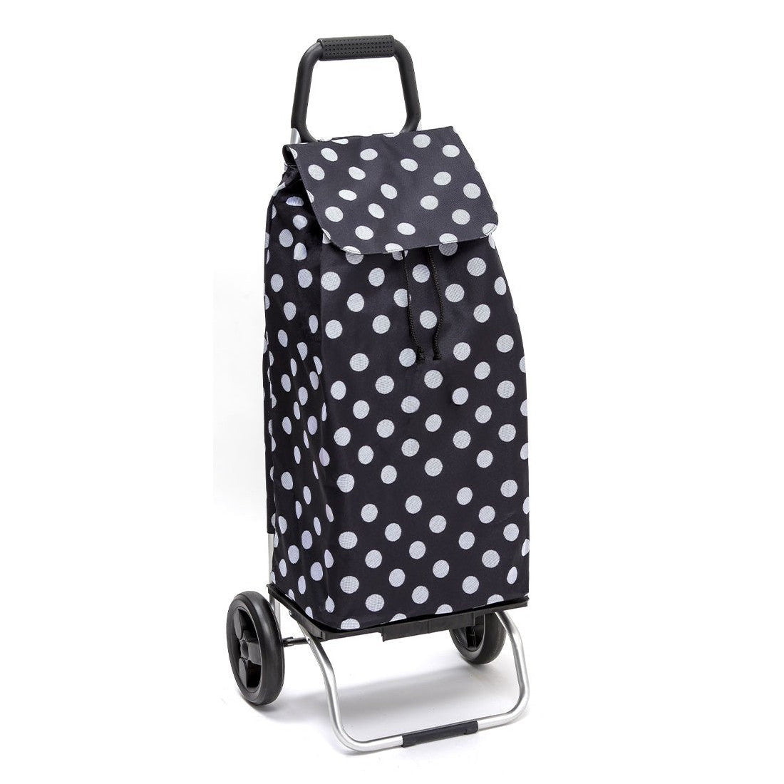 Chariot de courses pliable Carlux - Sac 55L imperméable - 2 roues - Design Pois Blanc Noir