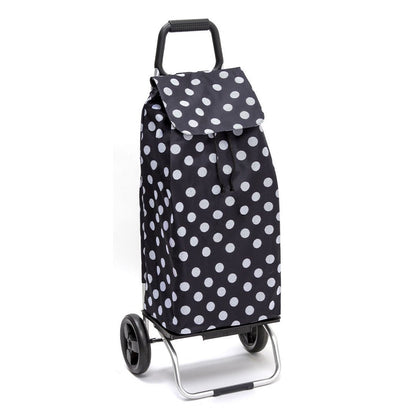 Chariot de courses pliable Carlux - Sac 55L imperméable - 2 roues - Design Pois Blanc Noir