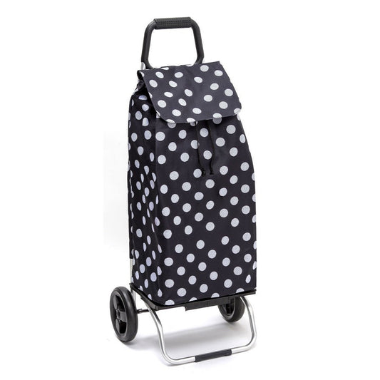 Chariot de courses pliable Carlux - Sac 55L imperméable - 2 roues - Design Pois Blanc Noir