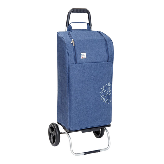 Chariot de courses pliable Carlux - Sac 47L isotherme - Bleu