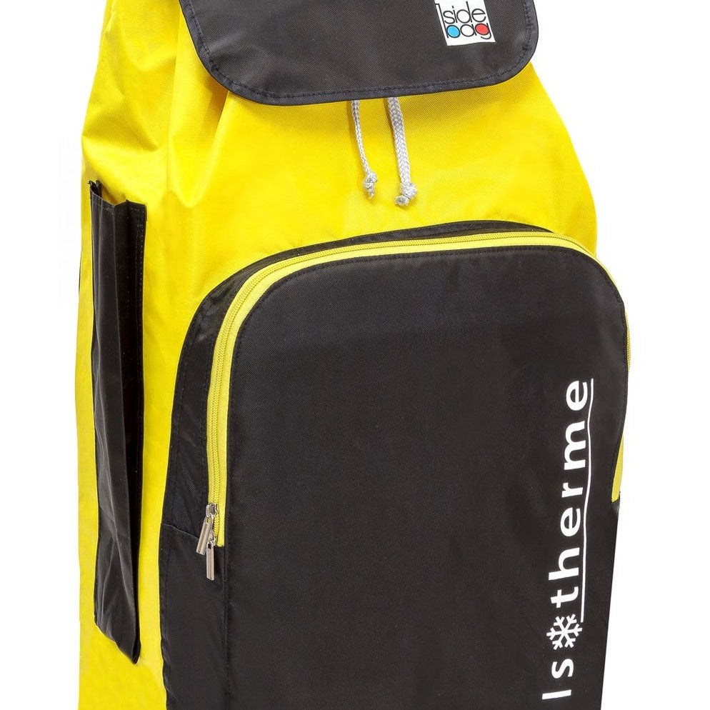 Zoom sur le sac isotherme 65L - Jaune Noir