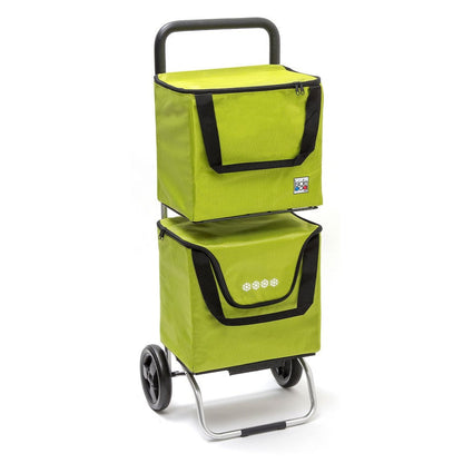  Chariot de courses pliable ModuloBag - Sac 2x20L - 2 roues - Anis