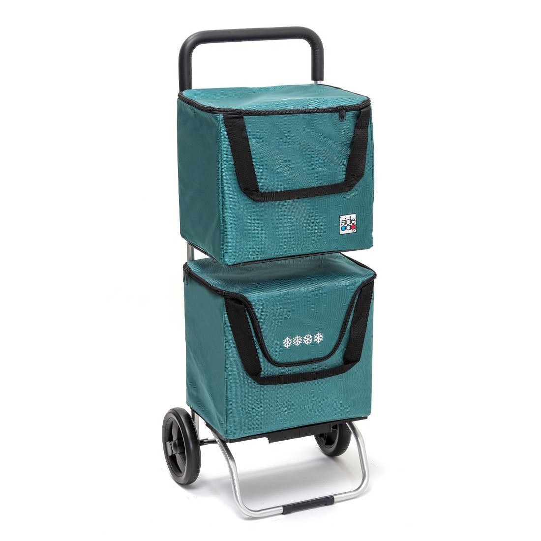 Chariot de courses pliable ModuloBag - Sac 2x20L - 2 roues - Bleu Canard