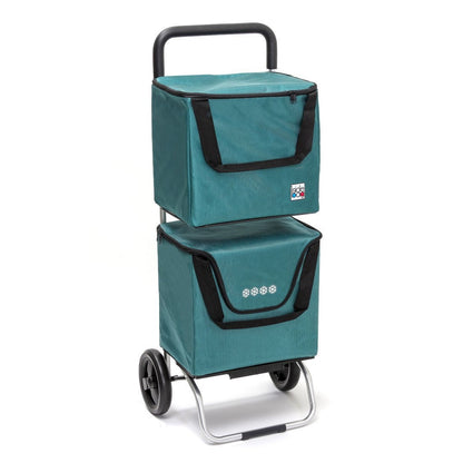 Chariot de courses pliable ModuloBag - Sac 2x20L - 2 roues - Bleu Canard