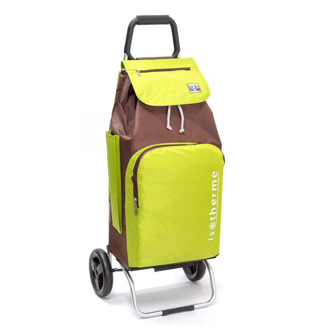 Chariot de courses pliable Buggy - Sac isotherme 65L - 2 roues - Brun Anis