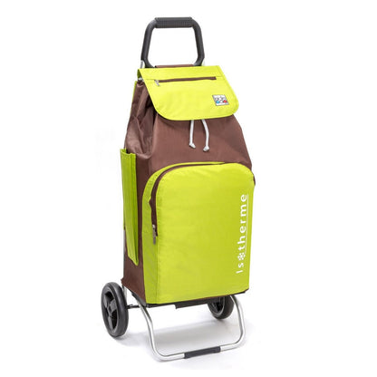 Chariot de courses pliable Buggy - Sac isotherme 65L - 2 roues - Brun Anis