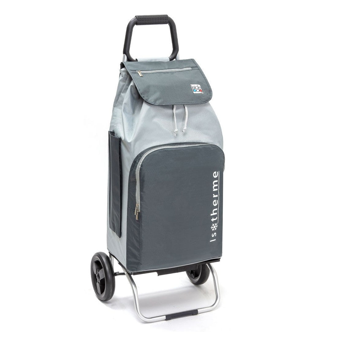 Chariot de courses pliable Buggy - Sac isotherme 65L - 2 roues - Gris Gris foncé